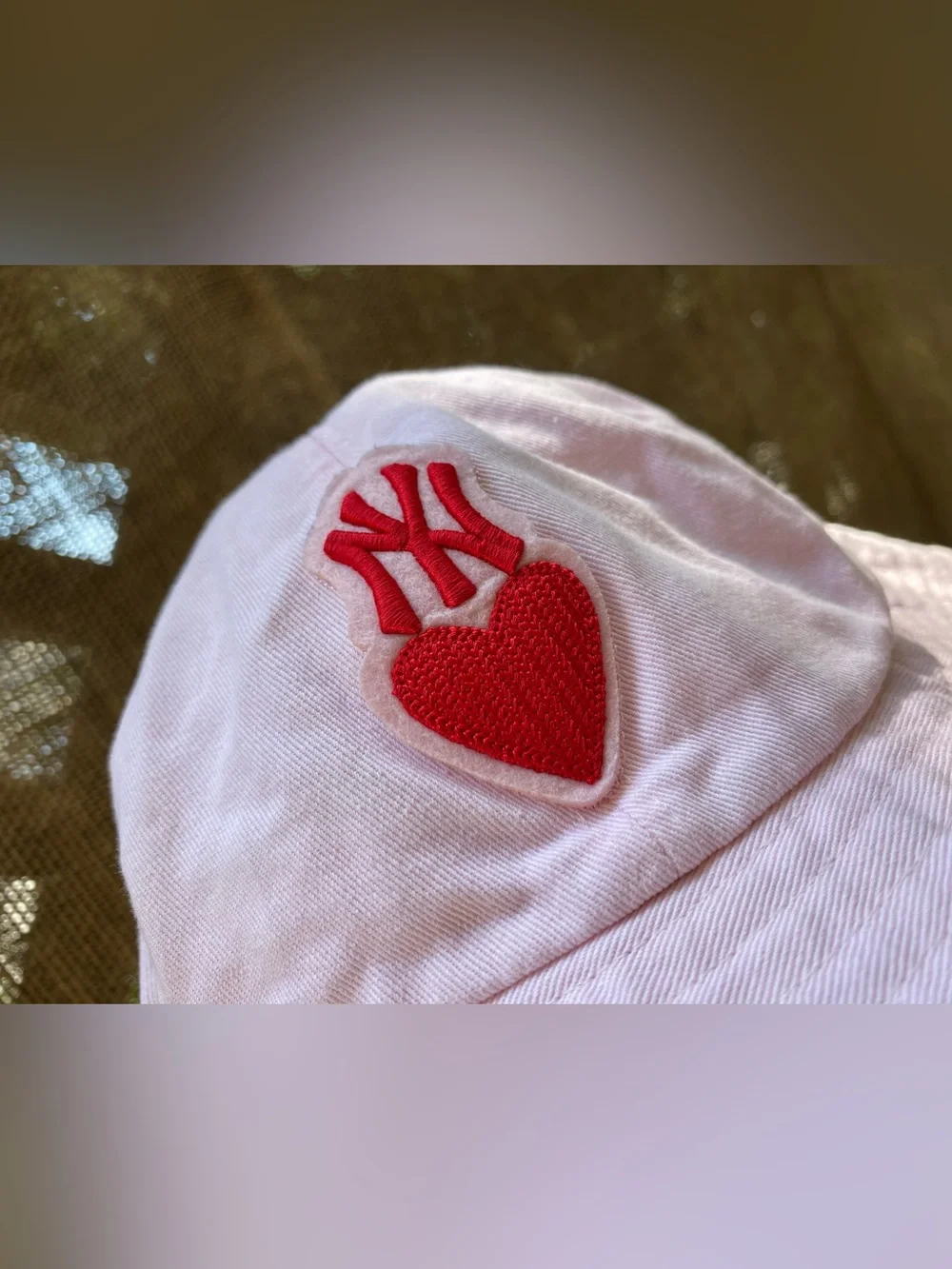 Pink Girls Bucket Hat with Red Heart Patch Baby